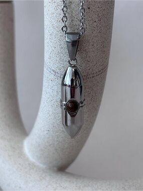 Silver-Tone Pill Case bullet  Pendant Necklace